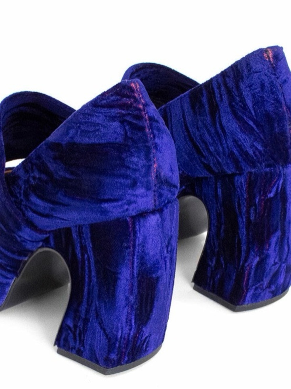 John Fluevog Blue Velvet Joy Ride Heels sz7 - Picture 3 of 11